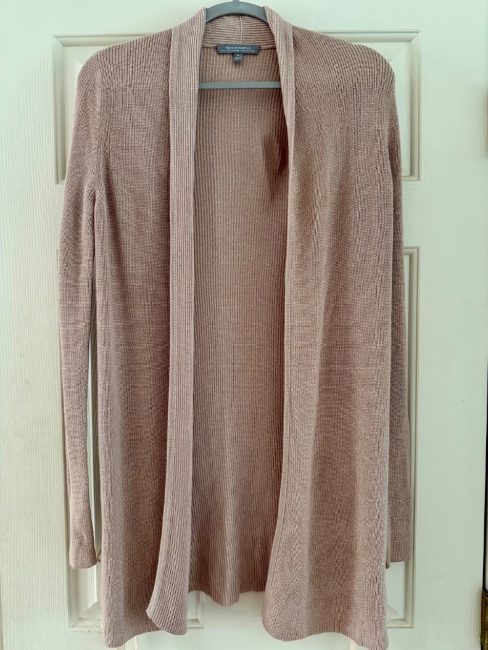 Neiman Marcus Cashmere Collection Blush Knit Cardigan With Lace Up Sides. Size S